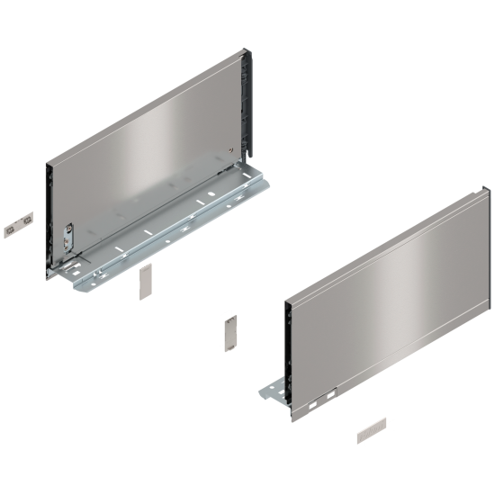 Laterală de sertar LEGRABOX, Înălţime C (177 mm), NL=350 mm, dreapta+stânga, pentru LEGRABOX pure, inox periat-lăcuit