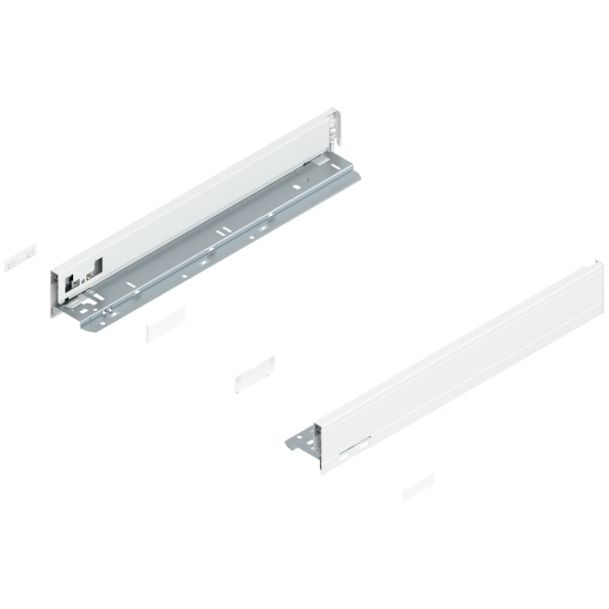 Laterală de sertar LEGRABOX, Înălţime N (66.5 mm), NL=450 mm, dreapta+stânga, pentru LEGRABOX pure, alb-mătase mat