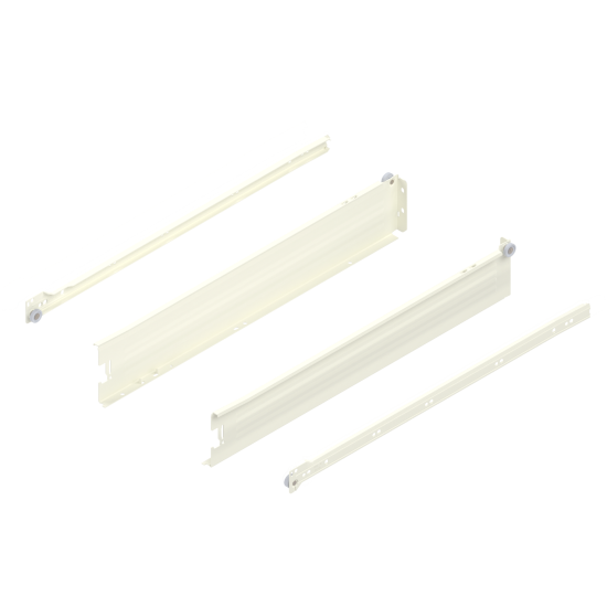 Laterală din oţel METABOX, M (86 mm), Extragere parţială, 25 kg, NL=550 mm, Versiune cu gheare, stânga/dreapta, R9001 albcrem