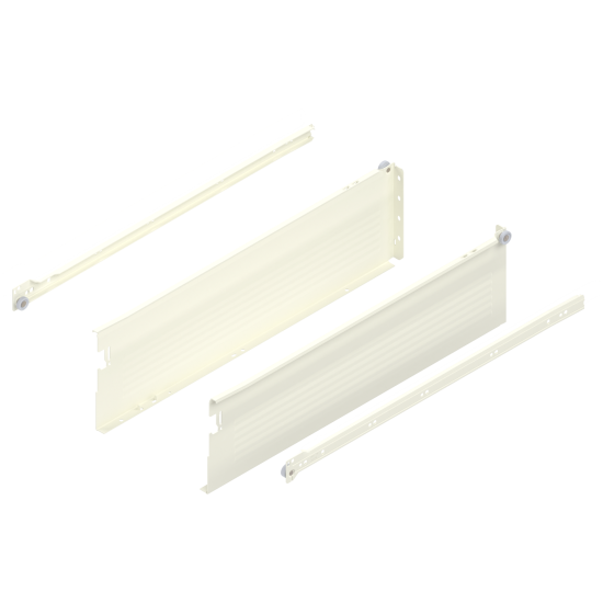 Laterală din oţel METABOX, H (150 mm), Extragere parţială, 25 kg, NL=550 mm, Versiune cu gheare, stânga/dreapta, R9001 albcrem
