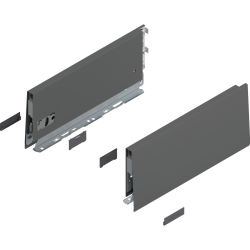 Laterală de sertar MERIVOBOX, Înălţime K (129 mm), NL=300 mm, dreapta+stânga, gri-orion mat