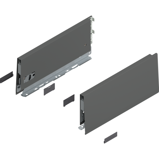 Laterală de sertar MERIVOBOX, Înălţime K (129 mm), NL=300 mm, dreapta+stânga, gri-orion mat