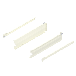 Laterală din oţel METABOX, M (86 mm), Extragere parţială, 25 kg, NL=400 mm, Versiune cu gheare, stânga/dreapta, R9001 albcrem
