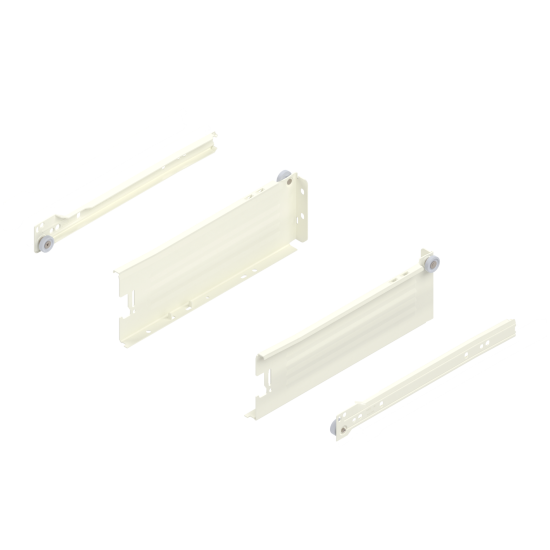 Laterală din oţel METABOX, M (86 mm), Extragere parţială, 25 kg, NL=270 mm, Versiune cu gheare, stânga/dreapta, R9001 albcrem