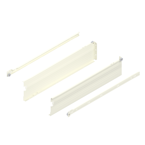Laterală din oţel METABOX, K (118 mm), Extragere parţială, 25 kg, NL=550 mm, Versiune cu gheare, stânga/dreapta, R9001 albcrem