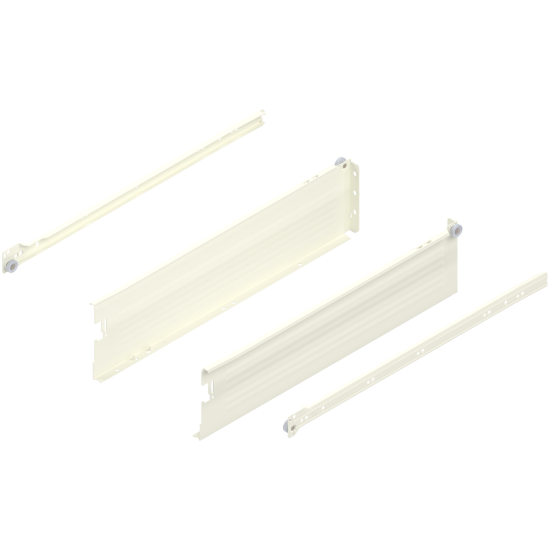 Laterală din oţel METABOX, K (118 mm), Extragere parţială, 25 kg, NL=500 mm, Versiune cu gheare, stânga/dreapta, R9001 albcrem