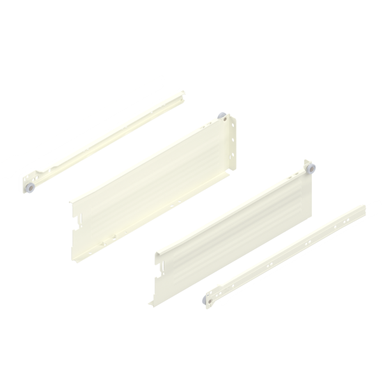 Laterală din oţel METABOX, K (118 mm), Extragere parţială, 25 kg, NL=400 mm, Versiune cu gheare, stânga/dreapta, R9001 albcrem
