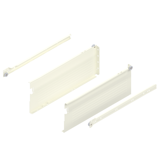 Laterală din oţel METABOX, H (150 mm), Extragere parţială, 25 kg, NL=400 mm, Versiune cu gheare, stânga/dreapta, R9001 albcrem