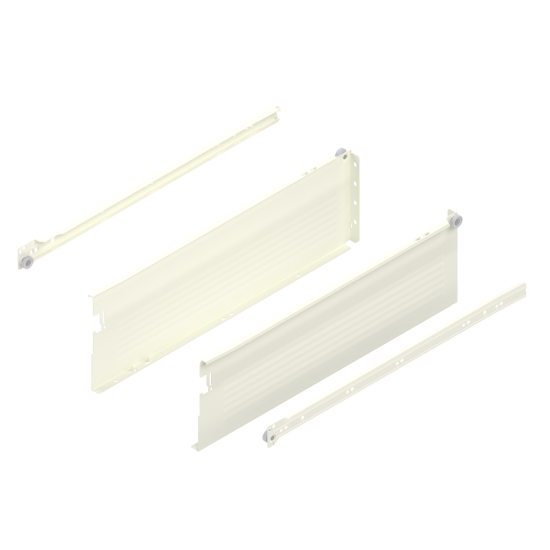 Laterală din oţel METABOX, H (150 mm), Extragere parţială, 25 kg, NL=500 mm, Versiune cu gheare, stânga/dreapta, R9001 albcrem
