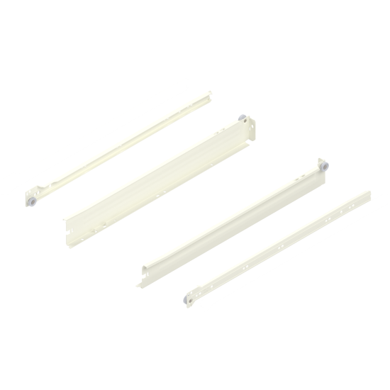 Laterală din oţel METABOX, N (54 mm), Extragere parţială, 25 kg, NL=500 mm, Versiune cu gheare, stânga/dreapta, R9001 albcrem