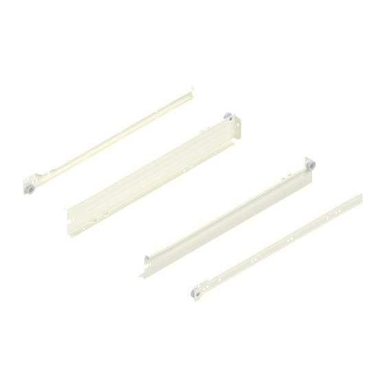 Laterală din oţel METABOX, N (54 mm), Extragere parţială, 25 kg, NL=450 mm, Versiune cu gheare, stânga/dreapta, R9001 albcrem