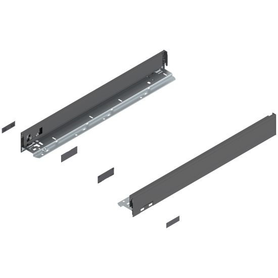 Laterală de sertar LEGRABOX, Înălţime N (66.5 mm), NL=550 mm, dreapta+stânga, pentru LEGRABOX pure, gri-orion mat