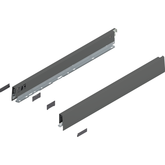 Laterală de sertar MERIVOBOX, Înălţime N (68.5 mm), NL=550 mm, dreapta+stânga, gri-orion mat