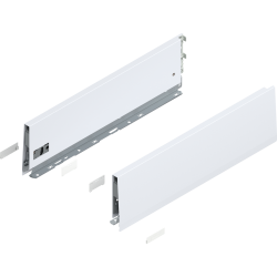 Laterală de sertar MERIVOBOX, Înălţime K (129 mm), NL=450 mm, dreapta+stânga, alb-mătase mat