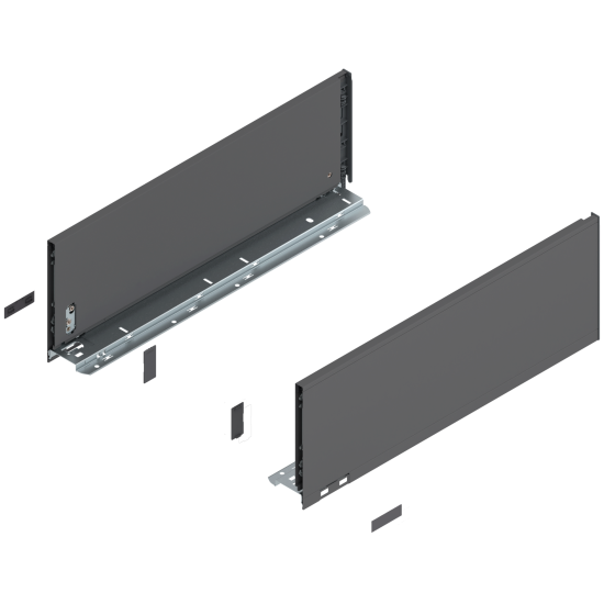 Laterală de sertar LEGRABOX, Înălţime C (177 mm), NL=500 mm, dreapta+stânga, pentru LEGRABOX pure, gri-orion mat