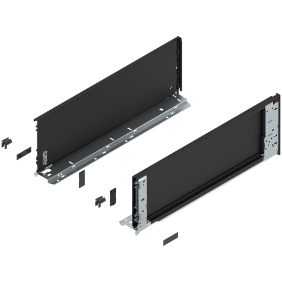 Laterală de sertar LEGRABOX (interior), Înălţime C (177 mm), NL=500 mm, dreapta+stânga, pentru LEGRABOX pure, negru-carbon mat