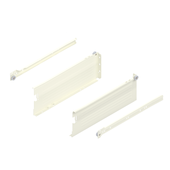 Laterală din oţel METABOX, K (118 mm), Extragere parţială, 25 kg, NL=350 mm, Versiune cu gheare, stânga/dreapta, R9001 albcrem
