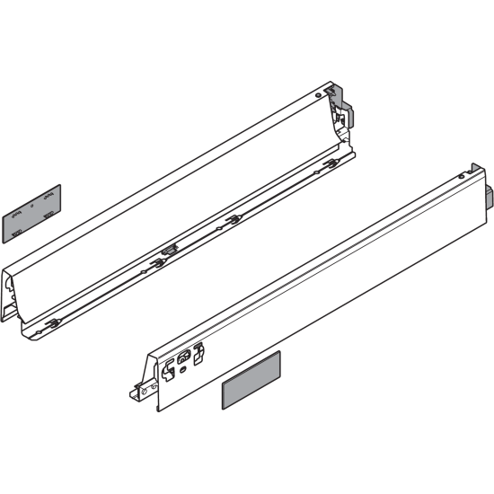 Laterală TANDEMBOX, Înălţime N (68.5 mm), NL=450 mm, dreapta+stânga, pentru TANDEMBOX antaro , R9006 gri aluminiu