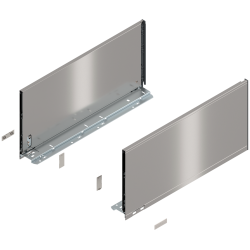 Laterală de sertar LEGRABOX, Înălţime F (241 mm), NL=500 mm, dreapta+stânga, pentru LEGRABOX pure, inox periat-lăcuit