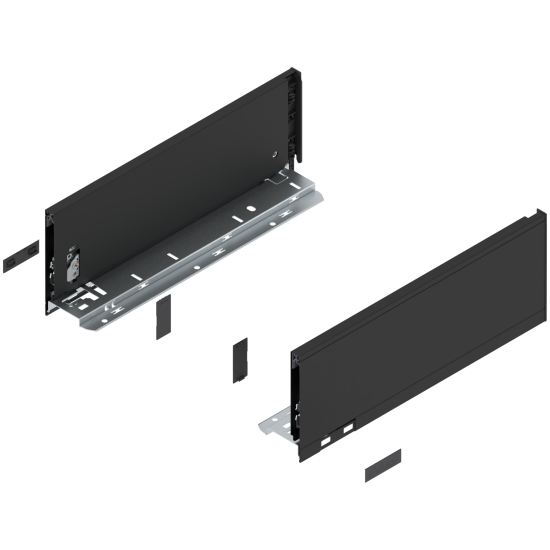 Laterală de sertar LEGRABOX, Înălţime K (128.5 mm), NL=350 mm, dreapta+stânga, pentru LEGRABOX pure, negru-carbon mat