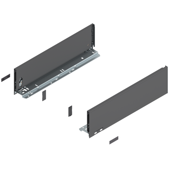 Laterală de sertar LEGRABOX, Înălţime K (128.5 mm), NL=450 mm, dreapta+stânga, pentru LEGRABOX pure, gri-orion mat