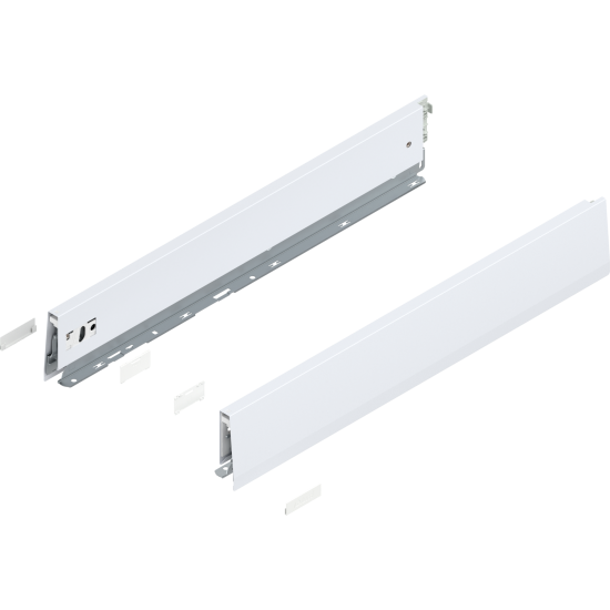 Laterală de sertar MERIVOBOX, Înălţime M (91 mm), NL=550 mm, dreapta+stânga, alb-mătase mat
