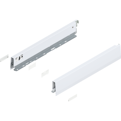 Laterală de sertar MERIVOBOX, Înălţime N (68.5 mm), NL=400 mm, dreapta+stânga, alb-mătase mat