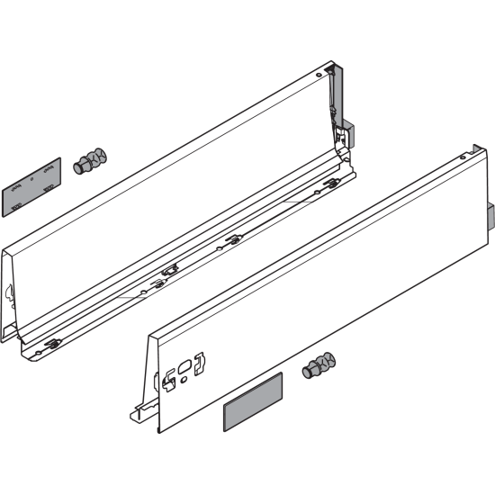 Laterală TANDEMBOX, Înălţime K (115.6 mm), NL=400 mm, dreapta+stânga, pentru TANDEMBOX antaro , în culoare 