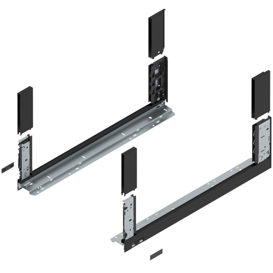 Laterală de sertar LEGRABOX free, Înălţime C (177 mm), NL=600 mm, dreapta+stânga, pentru LEGRABOX free, negru-carbon mat