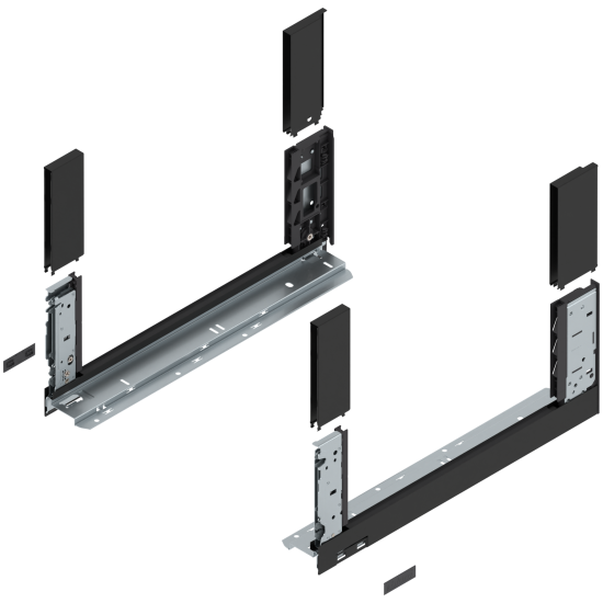 Laterală de sertar LEGRABOX free, Înălţime C (177 mm), NL=450 mm, dreapta+stânga, pentru LEGRABOX free, negru-carbon mat