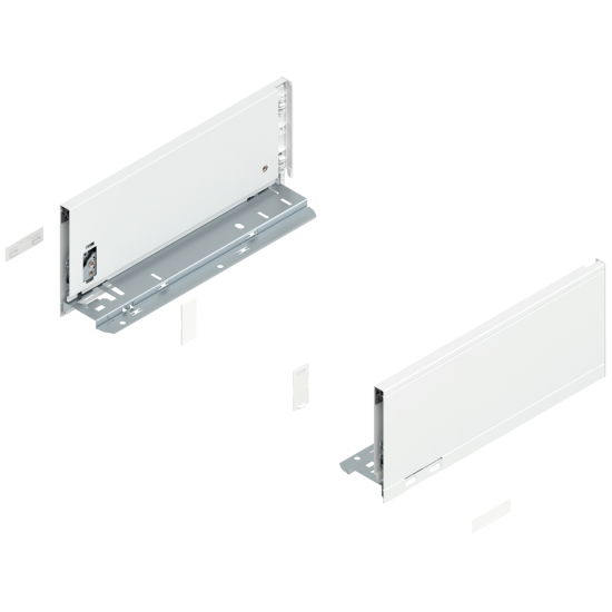 Laterală de sertar LEGRABOX, Înălţime K (128.5 mm), NL=300 mm, dreapta+stânga, pentru LEGRABOX pure, alb-mătase mat