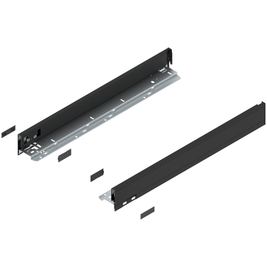 Laterală de sertar LEGRABOX, Înălţime N (66.5 mm), NL=550 mm, dreapta+stânga, pentru LEGRABOX pure, negru-carbon mat