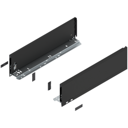 Laterală de sertar LEGRABOX, Înălţime K (128.5 mm), NL=450 mm, dreapta+stânga, pentru LEGRABOX pure, negru-carbon mat
