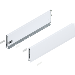 Laterală de sertar MERIVOBOX, Înălţime K (129 mm), NL=500 mm, dreapta+stânga, alb-mătase mat