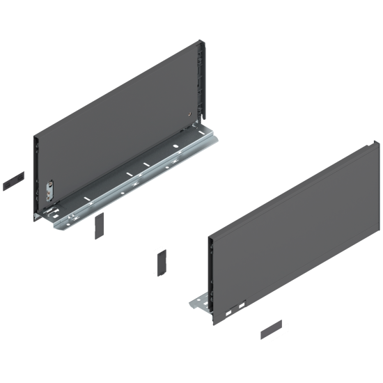 Laterală de sertar LEGRABOX, Înălţime C (177 mm), NL=400 mm, dreapta+stânga, pentru LEGRABOX pure, gri-orion mat