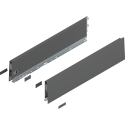 Laterală de sertar MERIVOBOX, Înălţime K (129 mm), NL=550 mm, dreapta+stânga, gri-orion mat