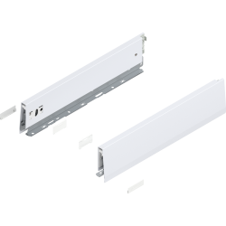 Laterală de sertar MERIVOBOX, Înălţime M (91 mm), NL=400 mm, dreapta+stânga, alb-mătase mat
