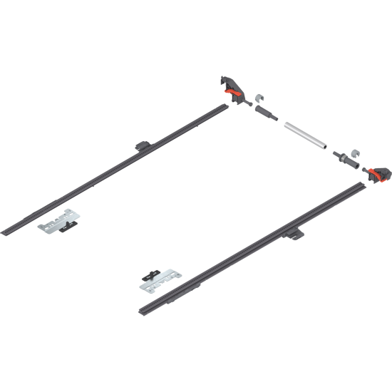 MERIVOBOX Mecanism de stabilizare laterală, NL=650 mm, KB=1400 mm, Extensie totală, pentru debitat, R7037 gri închis