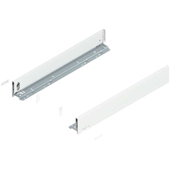 Laterală de sertar LEGRABOX, Înălţime M (90.5 mm), NL=600 mm, dreapta+stânga, pentru LEGRABOX pure, alb-mătase mat
