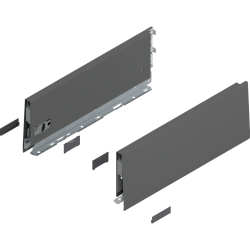 Laterală de sertar MERIVOBOX, Înălţime K (129 mm), NL=350 mm, dreapta+stânga, gri-orion mat