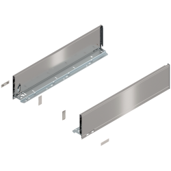 Laterală de sertar LEGRABOX, Înălţime K (128.5 mm), NL=550 mm, dreapta+stânga, pentru LEGRABOX pure, inox periat-lăcuit