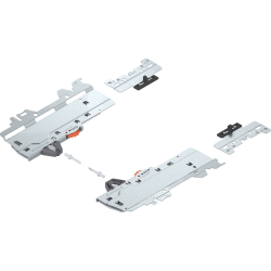 set (Unitate TIP-ON BLUMOTION + Declanşator + Adaptor), pentru MERIVOBOX, Tip S1, NL=270-300 mm, Greutate totală a extragerii=10-20 kg, dreapta+stânga, R7035 gri deschis