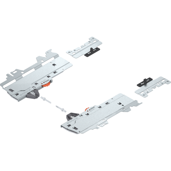 set (Unitate TIP-ON BLUMOTION + Declanşator + Adaptor), pentru MERIVOBOX, Tip S1, NL=270-300 mm, Greutate totală a extragerii=10-20 kg, dreapta+stânga, R7035 gri deschis