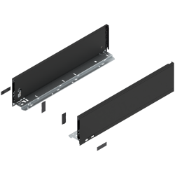 Laterală de sertar LEGRABOX, Înălţime K (128.5 mm), NL=500 mm, dreapta+stânga, pentru LEGRABOX pure, negru-carbon mat