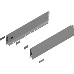 Laterală de sertar MERIVOBOX, Înălţime M (91 mm), NL=450 mm, dreapta+stânga, gri indiu mat