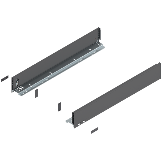 Laterală de sertar LEGRABOX, Înălţime M (90.5 mm), NL=600 mm, dreapta+stânga, pentru LEGRABOX pure, gri-orion mat