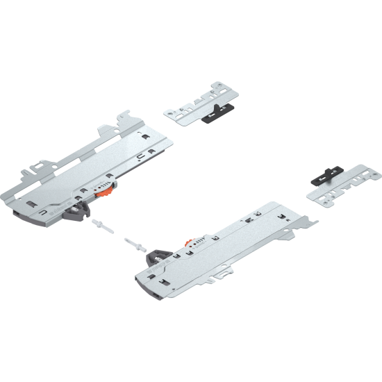 set (Unitate TIP-ON BLUMOTION + Declanşator + Adaptor), pentru MERIVOBOX, Tip L3, NL=350-600 mm, Greutate totală a extragerii=15-40 kg, dreapta+stânga, R7037 gri închis
