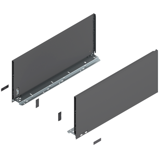 Laterală de sertar LEGRABOX, Înălţime F (241 mm), NL=550 mm, dreapta+stânga, pentru LEGRABOX pure, gri-orion mat