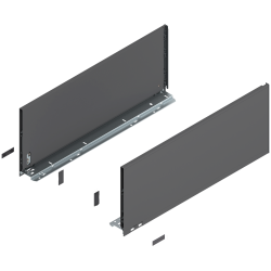 Laterală de sertar LEGRABOX, Înălţime F (241 mm), NL=600 mm, dreapta+stânga, pentru LEGRABOX pure, gri-orion mat