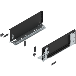 Laterală de sertar LEGRABOX (interior), Înălţime K (128.5 mm), NL=350 mm, dreapta+stânga, pentru LEGRABOX pure, negru-carbon mat